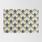Art Deco Fan Pattern Blue and Gold Rug Gallery Image 2