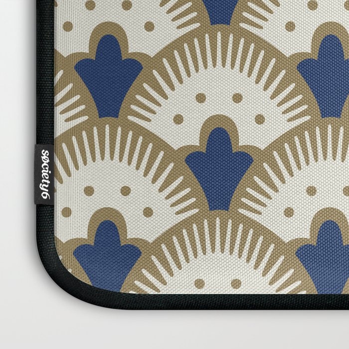 Art Deco Fan Pattern Blue and Gold Laptop Sleeve Gallery Image 3