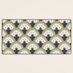 Art Deco Fan Pattern Blue and Gold Desk Mat Gallery Image 3