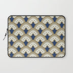 Art Deco Fan Pattern Blue and Gold Laptop Sleeve Gallery Image 1