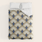 Art Deco Fan Pattern Blue and Gold Comforter Gallery Image 6
