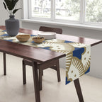 Art Deco Fan Pattern Blue and Gold Table Runner Gallery Image 2