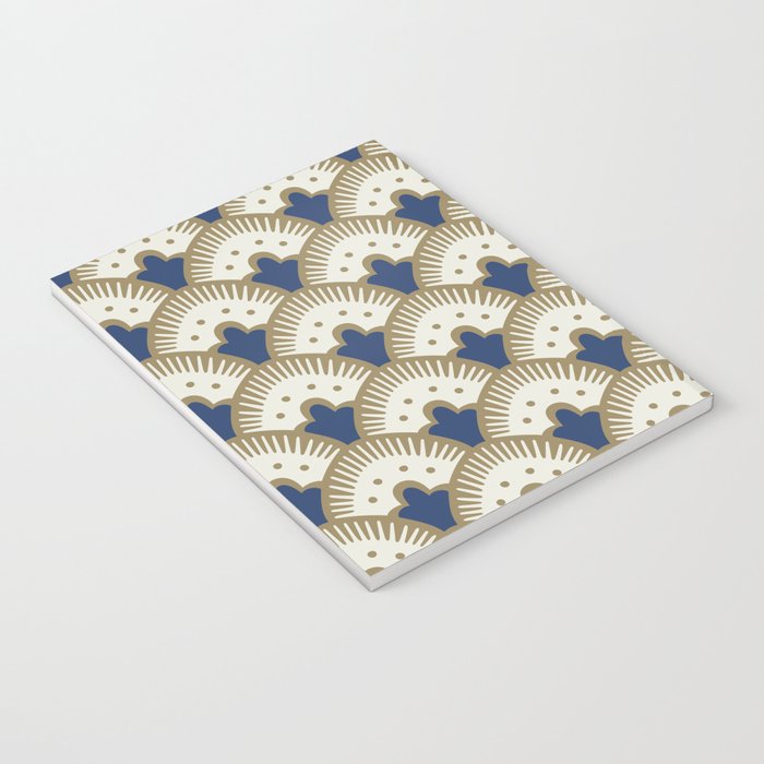 Art Deco Fan Pattern Blue and Gold Notebook Gallery Image 3