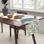 Meowtain cat 5 rainbow wave catzilla  Table Runner Gallery Image 2
