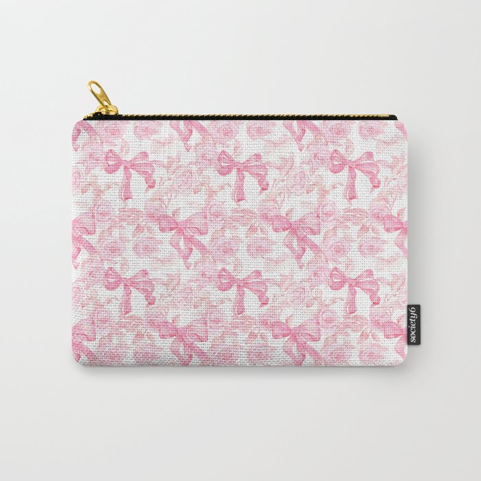 Pink bows and roses garden coquette aesthetic Carry All Pouch Gallery Image 1