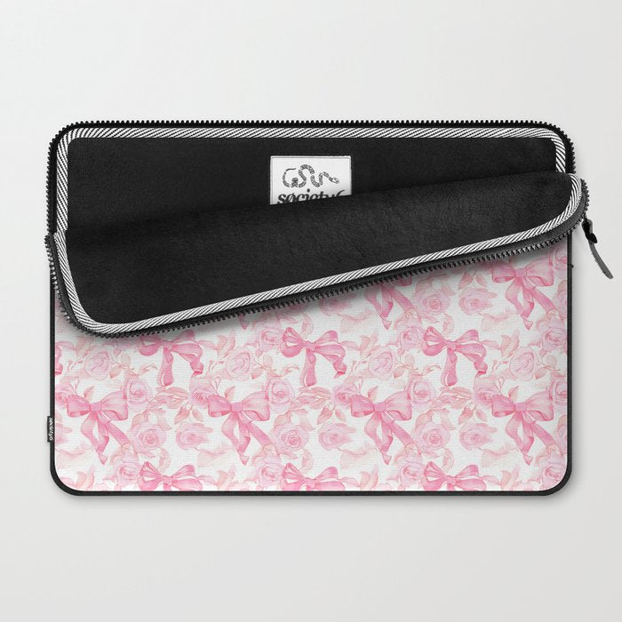 Pink bows and roses garden coquette aesthetic Laptop Sleeve Gallery Image 2
