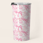 Pink bows and roses garden coquette aesthetic Travel Mug Gallery Image 3