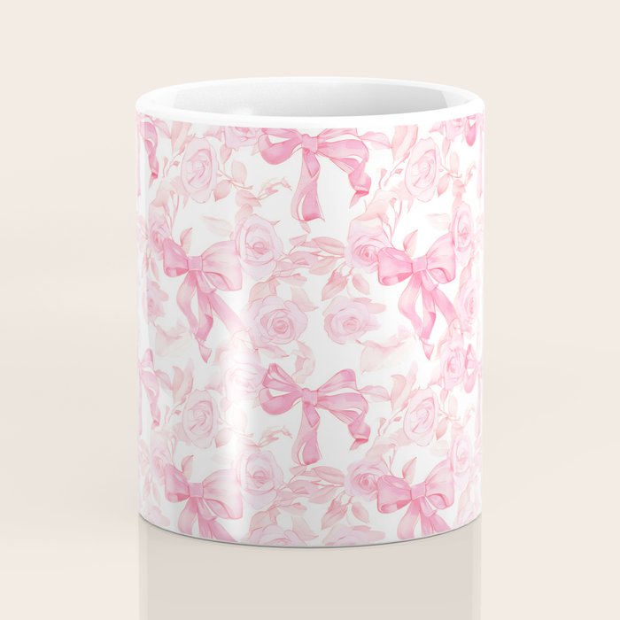 Pink bows and roses garden coquette aesthetic Coffee Mug Gallery Image 4