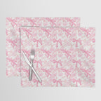 Pink bows and roses garden coquette aesthetic Placemat Gallery Image 1