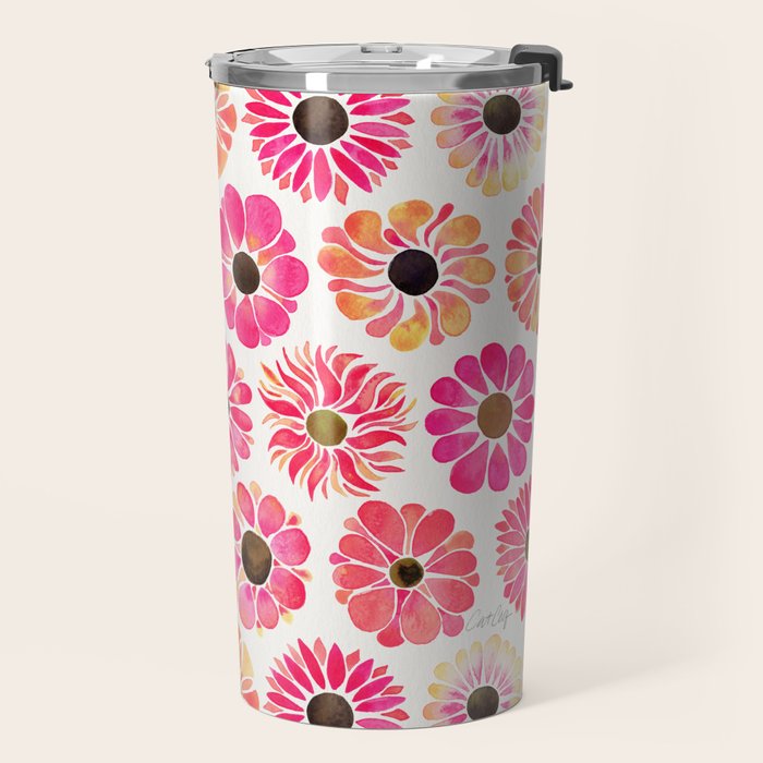 Flower Power - Pink Travel Mug Gallery Image 2