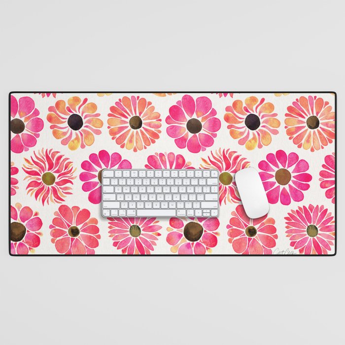 Flower Power - Pink Desk Mat Gallery Image 1