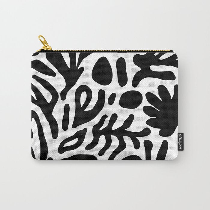 Abstract black and white organic nature art pattern Carry All Pouch Gallery Image 1
