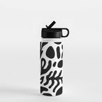 Abstract black and white organic nature art pattern Water Bottle Gallery Image 1