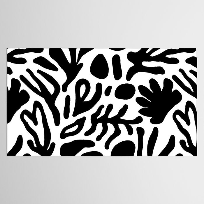 Abstract black and white organic nature art pattern Tablecloth Gallery Image 2