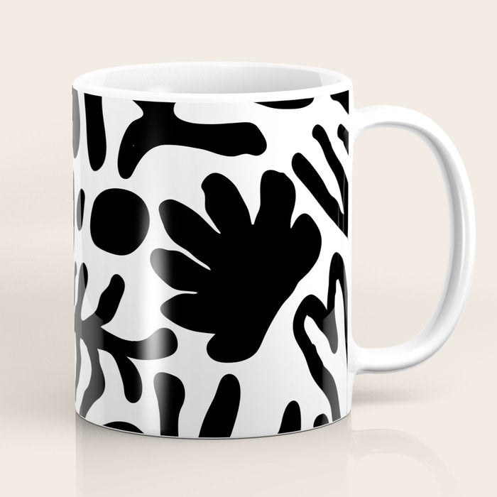 Abstract black and white organic nature art pattern Coffee Mug Gallery Image 1