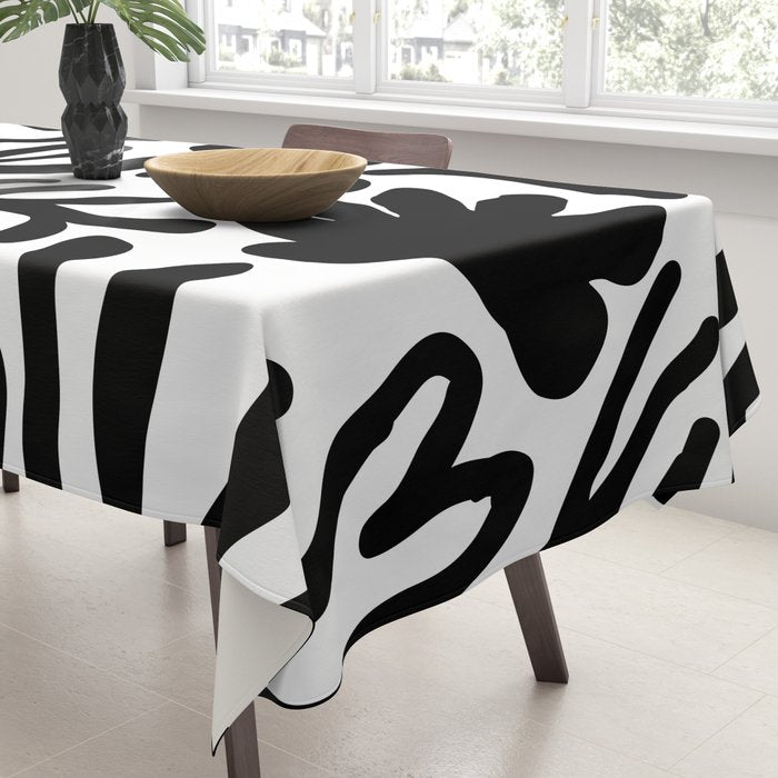 Abstract black and white organic nature art pattern Tablecloth Gallery Image 3