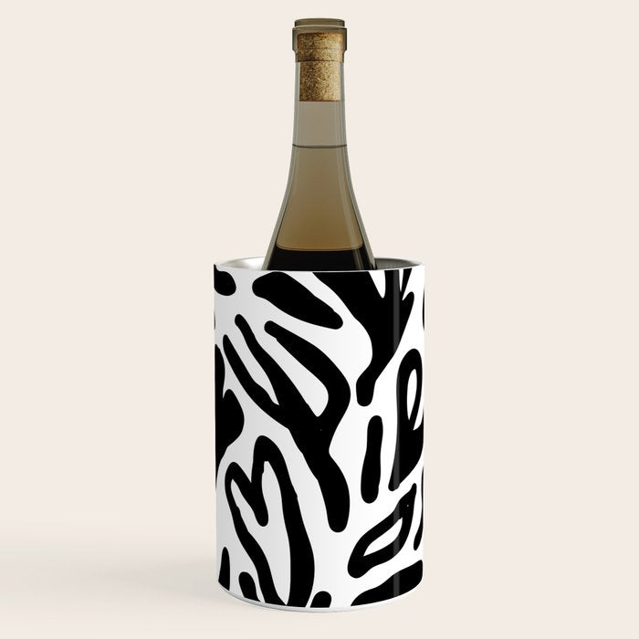 Abstract black and white organic nature art pattern Wine Chiller Gallery Image 2