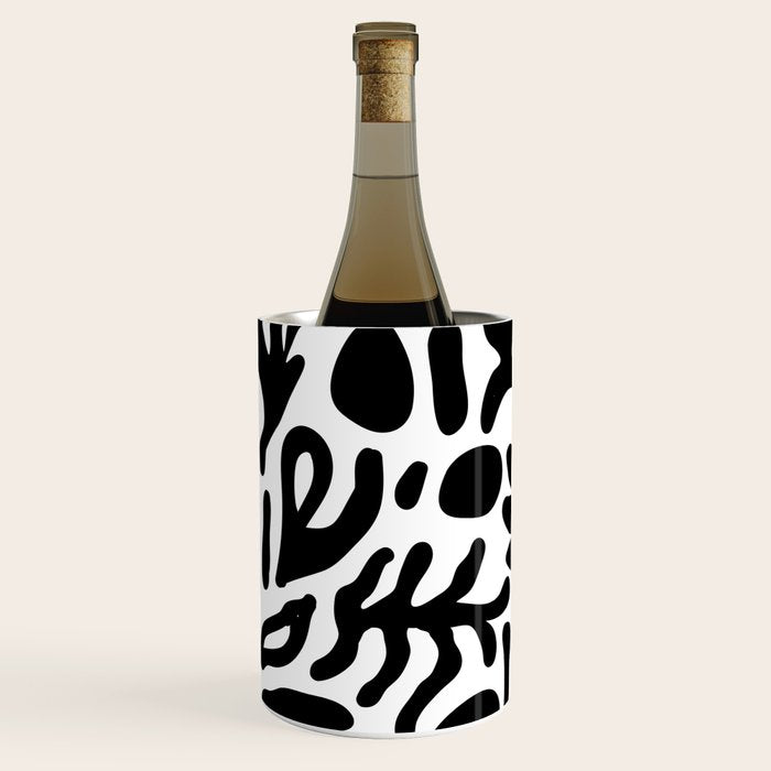 Abstract black and white organic nature art pattern Wine Chiller Gallery Image 1