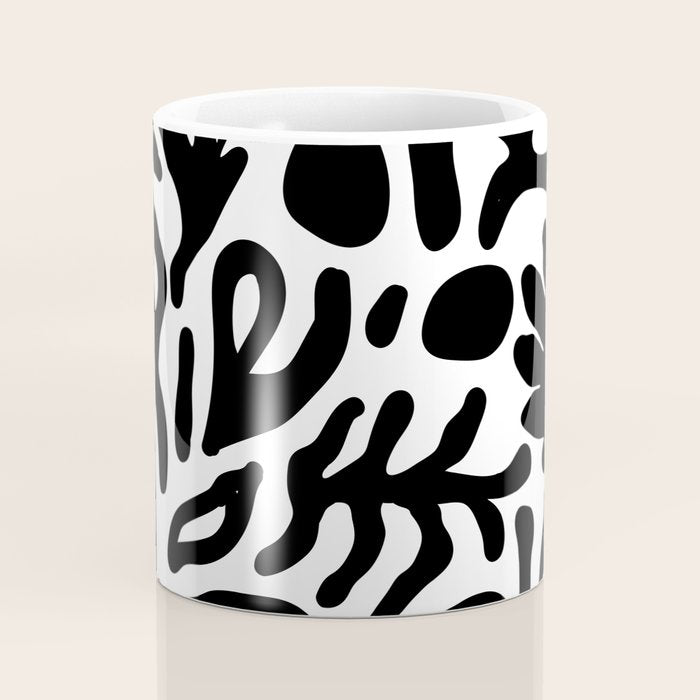Abstract black and white organic nature art pattern Coffee Mug Gallery Image 4