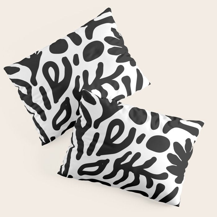 Abstract black and white organic nature art pattern Pillow Sham Gallery Image 3