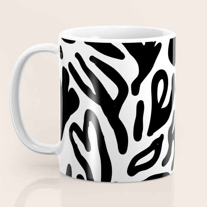 Abstract black and white organic nature art pattern Coffee Mug Gallery Image 3