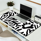 Abstract black and white organic nature art pattern Desk Mat Gallery Image 2