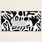 Abstract black and white organic nature art pattern Desk Mat Gallery Image 1