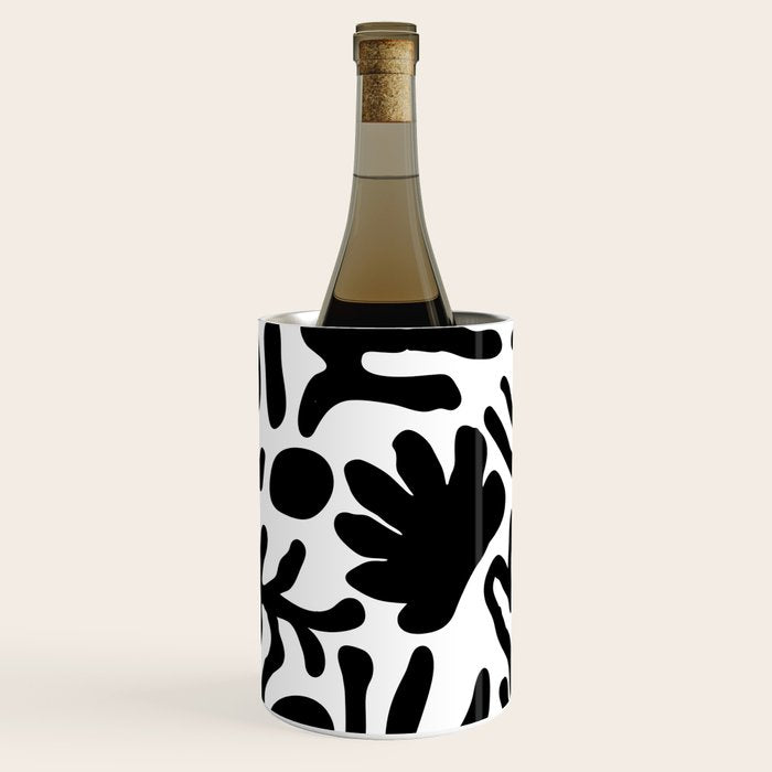 Abstract black and white organic nature art pattern Wine Chiller Gallery Image 3