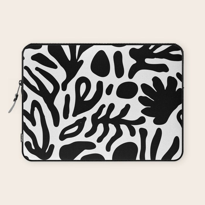Abstract black and white organic nature art pattern Laptop Sleeve Gallery Image 1