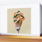 This Too Shall Pasta | Funny Quote Positivity Food Typography, Italian Illustration Noodles Growth Mindset Pastel Painting Wall Mural Gallery Image 2