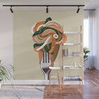 This Too Shall Pasta | Funny Quote Positivity Food Typography, Italian Illustration Noodles Growth Mindset Pastel Painting Wall Mural Gallery Image 1