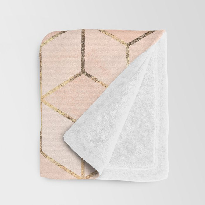 Soft Peach Gradient Cubes Throw Blanket Gallery Image 3