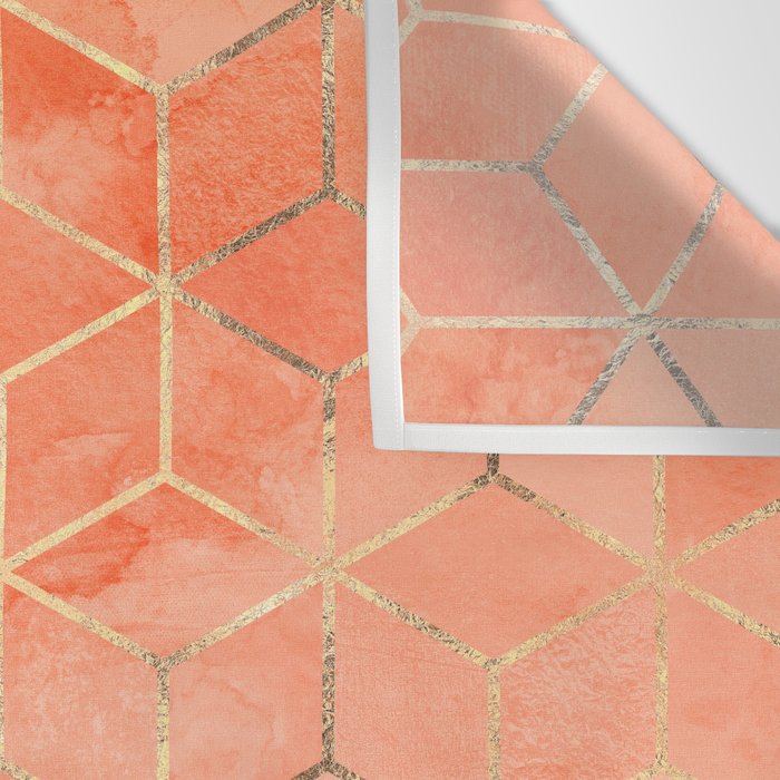 Soft Peach Gradient Cubes Wall Tapestry Gallery Image 3