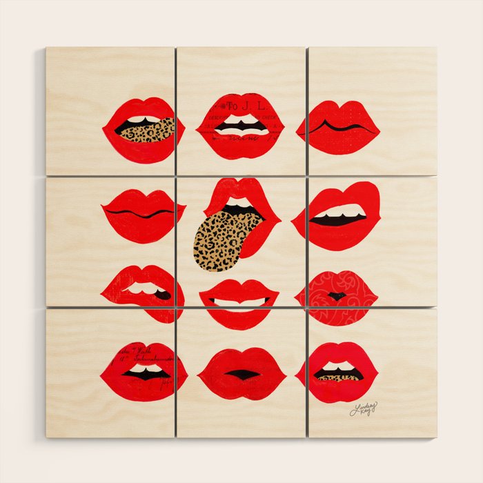Leopard Lips of Love Wood Wall Art Gallery Image 1