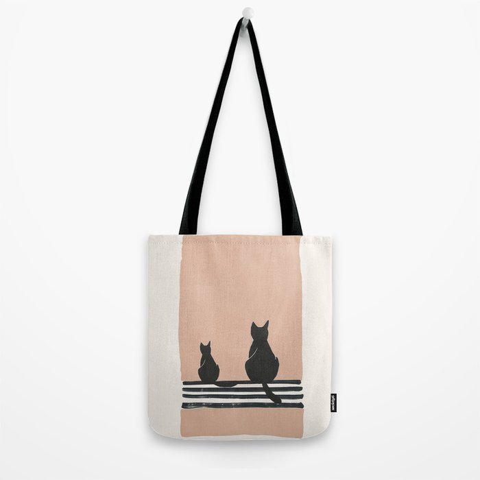 Sitting Cats Abstract Tote Bag Gallery Image 2