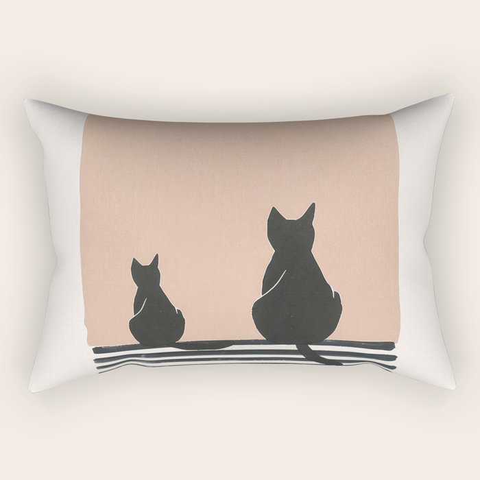 Sitting Cats Abstract Rectangular Pillow Gallery Image 1