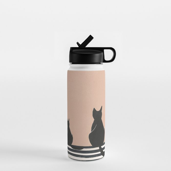 Sitting Cats Abstract Water Bottle Gallery Image 1
