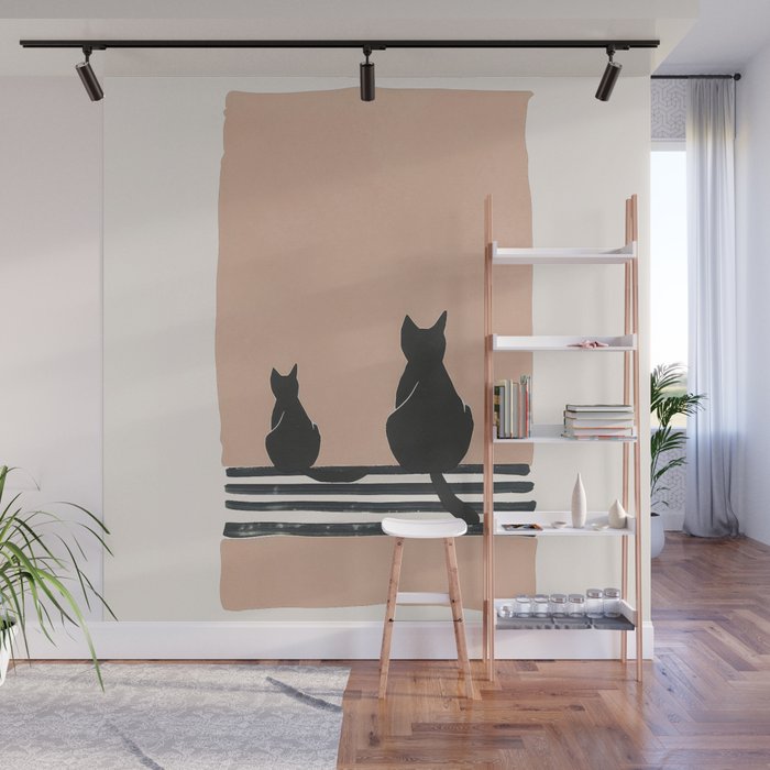 Sitting Cats Abstract Wall Mural Gallery Image 1