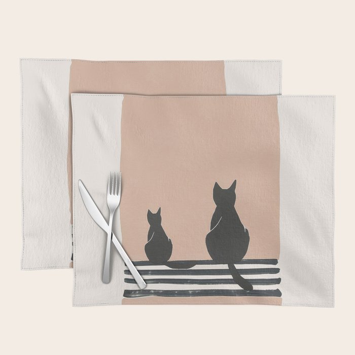 Sitting Cats Abstract Placemat Gallery Image 1
