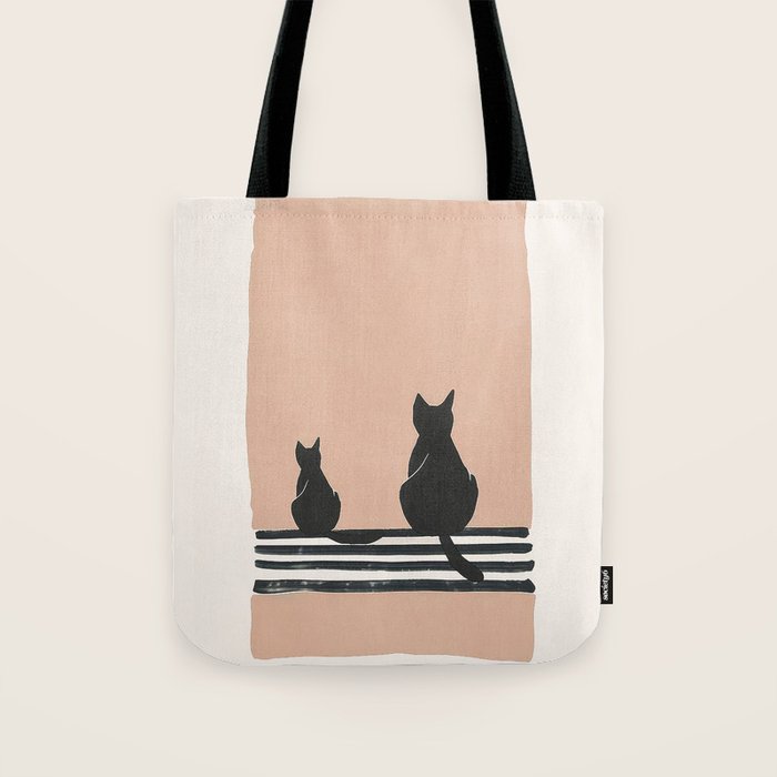 Sitting Cats Abstract Tote Bag Gallery Image 1