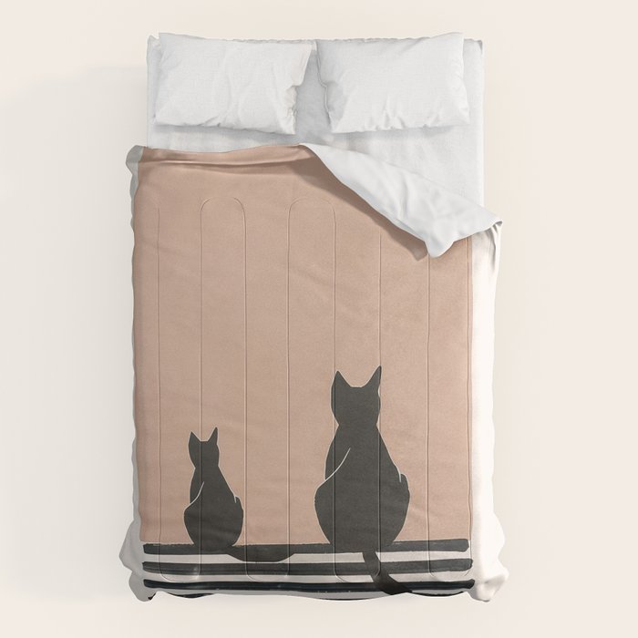 Sitting Cats Abstract Comforter Gallery Image 1