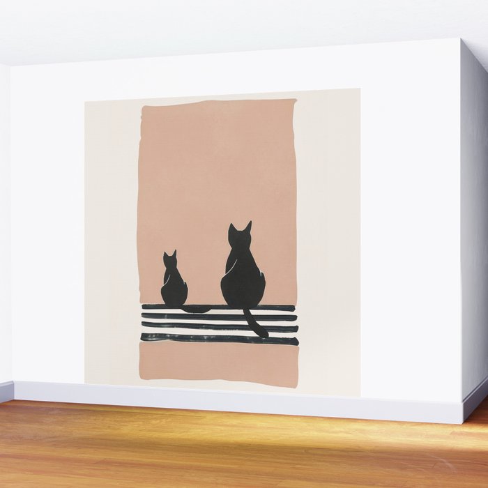 Sitting Cats Abstract Wall Mural Gallery Image 2