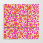 Tropical Blooms Pattern - Pink and Orange Wood Wall Art Gallery Image 1
