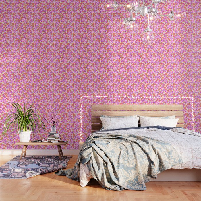 Tropical Blooms Pattern - Pink and Orange Wallpaper Gallery Image 3