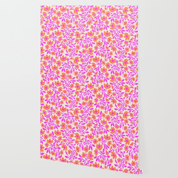 Tropical Blooms Pattern - Pink and Orange Wallpaper Gallery Image 2