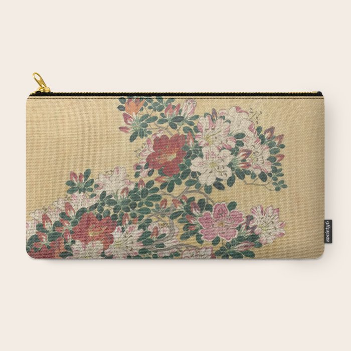 Vintage Flowers Azalea Japanese Painting Carry All Pouch Gallery Image 2