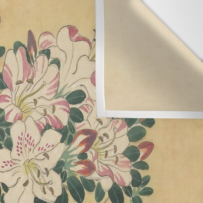 Vintage Flowers Azalea Japanese Painting Wall Tapestry Gallery Image 3
