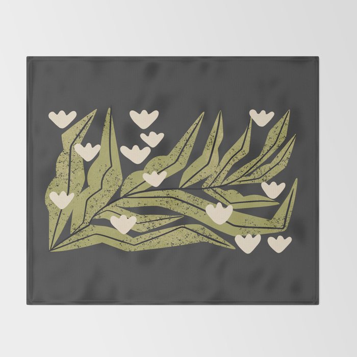 Reaching Tulips (Charcoal) Throw Blanket Gallery Image 2