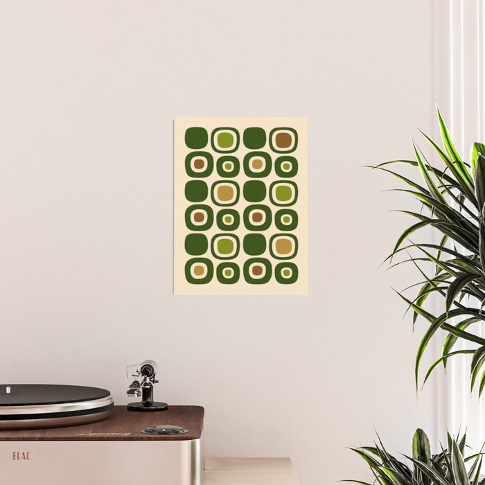 Mid Century Modern Modern Organic Shapes Pattern 321 Green Poster Gallery Image 2