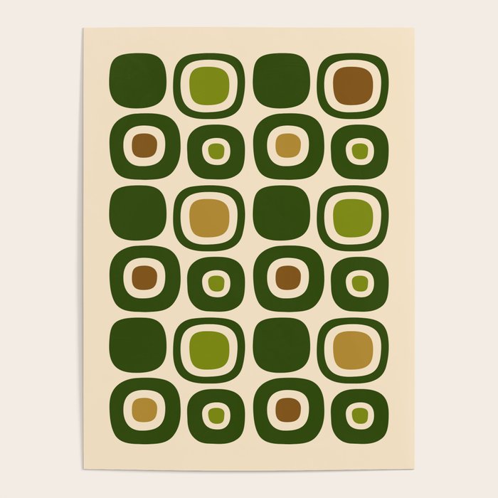 Mid Century Modern Modern Organic Shapes Pattern 321 Green Poster Gallery Image 4